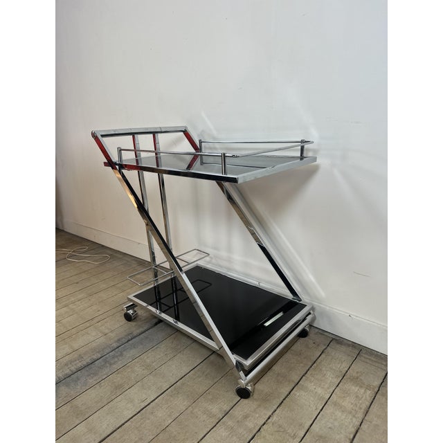 Black Vintage Z-Line Serving Cart in Chrome and Smoked Glass, 2000s For Sale - Image 8 of 13