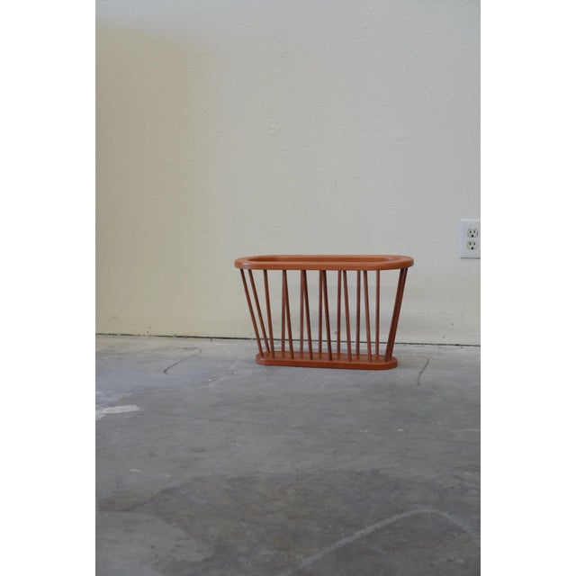 Arthur Umanoff Vintage Teak Arthur Umanoff Style Spindled Magazine Rack MCM Style Made in Thailand For Sale - Image 4 of 9