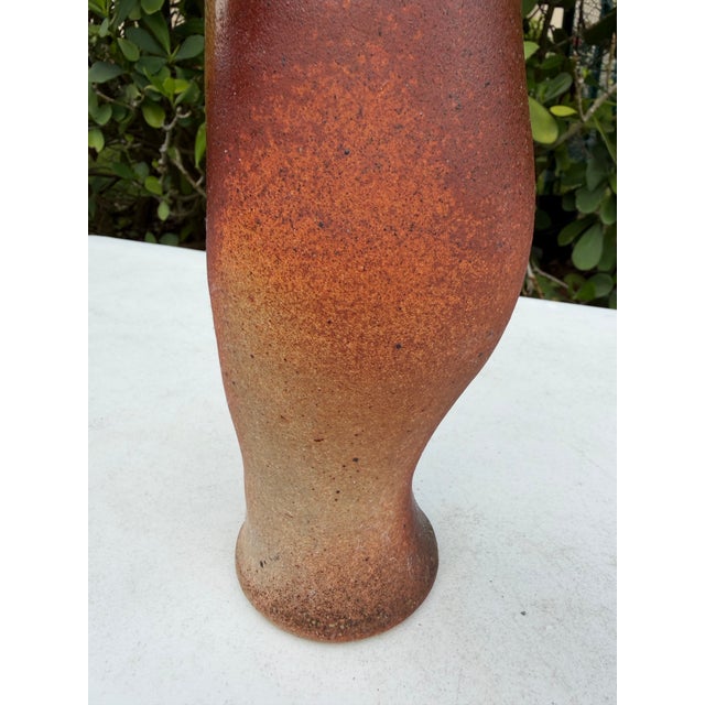 Ceramic Vintage 15.5” Signed Studio Pottery Vase With Earth Tone Drip Glaze For Sale - Image 7 of 11