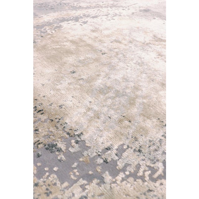 Modern Modern Silk & Wool Ivory Area Rug- 9'11'' X 14' 5'' For Sale - Image 3 of 6