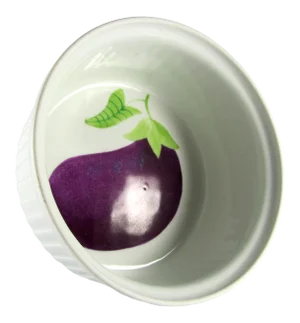 1 Qt Neiman Marcus France Hand Painted Vegetable Purple Eggplant Soufflé Serving Bowl