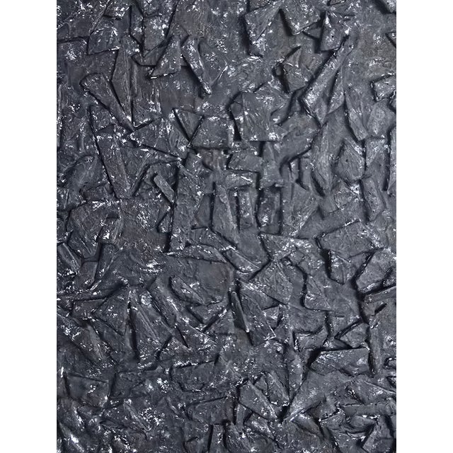 Oversized Matte Black & White Textured Abstract — Original Oil Painting by Diane Grant | Louise Nevelson For Sale - Image 9 of 18