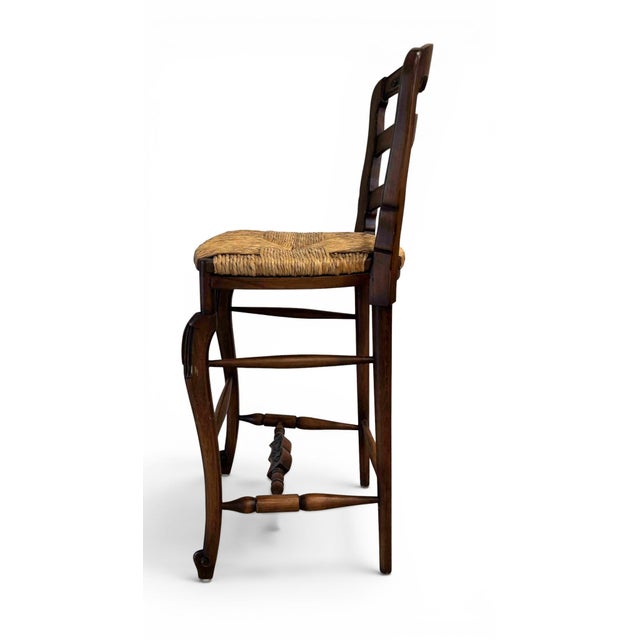 Wood French Country Rush Seat Bar Stools - Set of 3 For Sale - Image 7 of 13