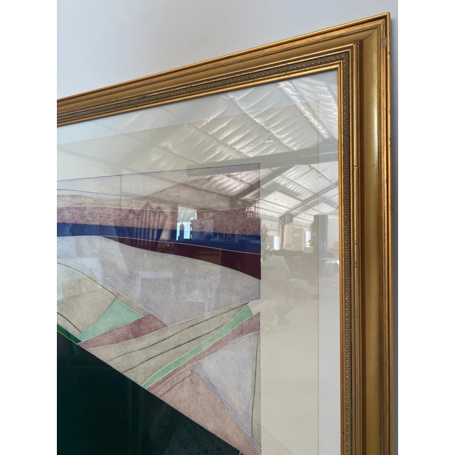 Wood Listed Artist Lee Waisler (B. 1938) Abstract Etching in Gilt Wood Frame For Sale - Image 7 of 18