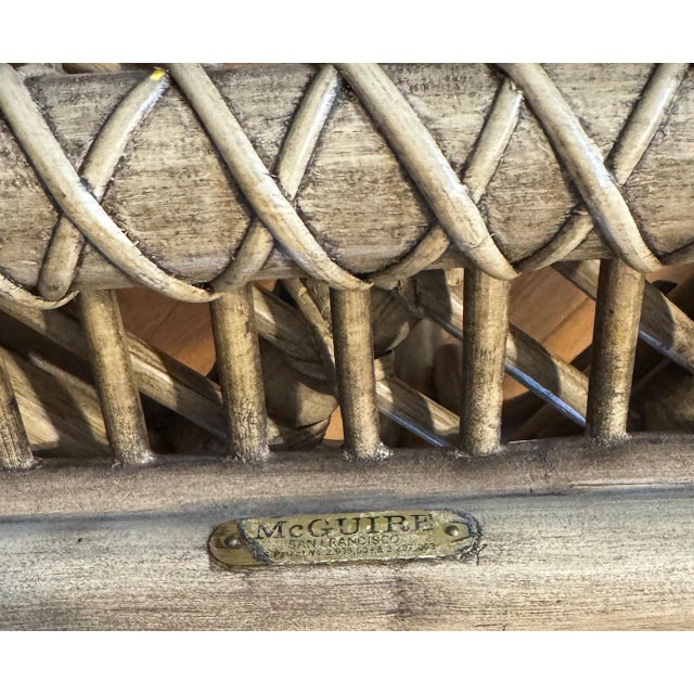 McGuire McGuire Furniture Rattan Ottomans or Footstools - A Pair For Sale - Image 4 of 4