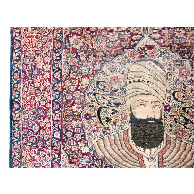 Late 19th Century Late 19th Century Persian Lavar Pictorial Karim Khan Zand Rug For Sale - Image 5 of 13