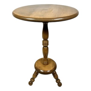 Vintage MCM Ethan Allen Heirloom Maple Nutmeg Round Side Table For Sale