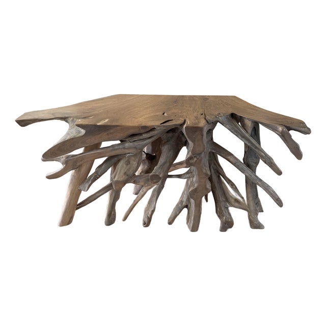 Prescy Coastal Beach Natural Teak Wood Root Console Table-Small For Sale