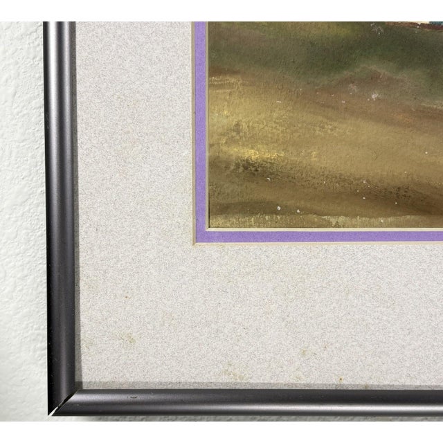 Blue 1980s Steve LeBailly Signed Original Watercolor "Woman on Beach" For Sale - Image 8 of 14