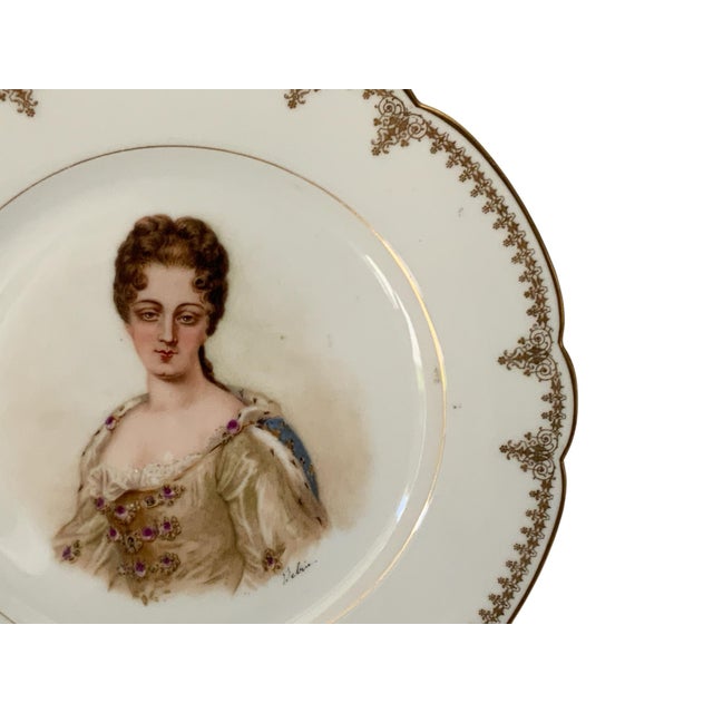 Manufacture de Sevres 19thC Sèvres Marked Portrait Plate Duchess De Bourgogne Signed Debrie Made in France c.1890-1910 For Sale - Image 4 of 8