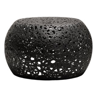 Black Fiber Openwork Sculptural Coffee Table For Sale