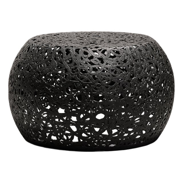 Black Fiber Openwork Sculptural Coffee Table For Sale