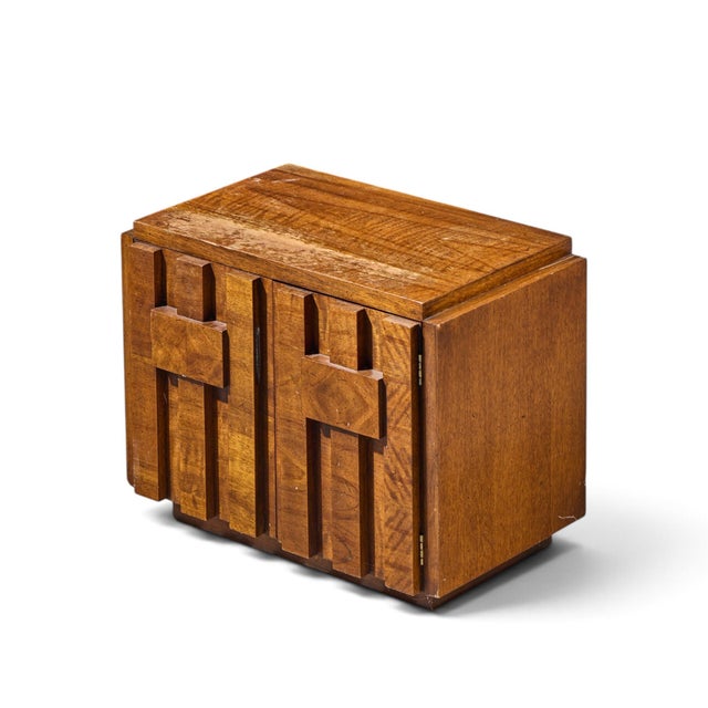 Wood Lane Staccato Brutalist Mid Century Walnut Nightstand For Sale - Image 7 of 7