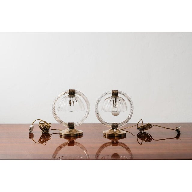 1950s Abat-Jour Lights in Murano Glass and Brass from Barovier & Toso, 1950s, Set of 2 For Sale - Image 5 of 18