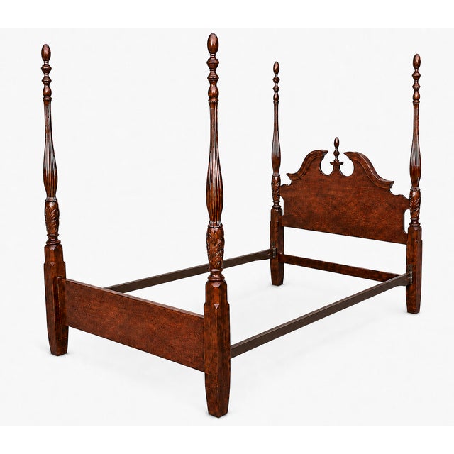 1980s Cherry Queen Size Headboard Foot Board Rails and Supports For Sale - Image 9 of 10