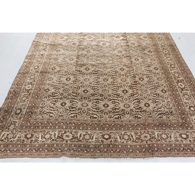 Antique Persian Tabriz Botanic Handmade Wool Carpet For Sale - Image 9 of 9