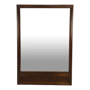 Mid Century Modern Wall Mirror With Walnut Accent Panel