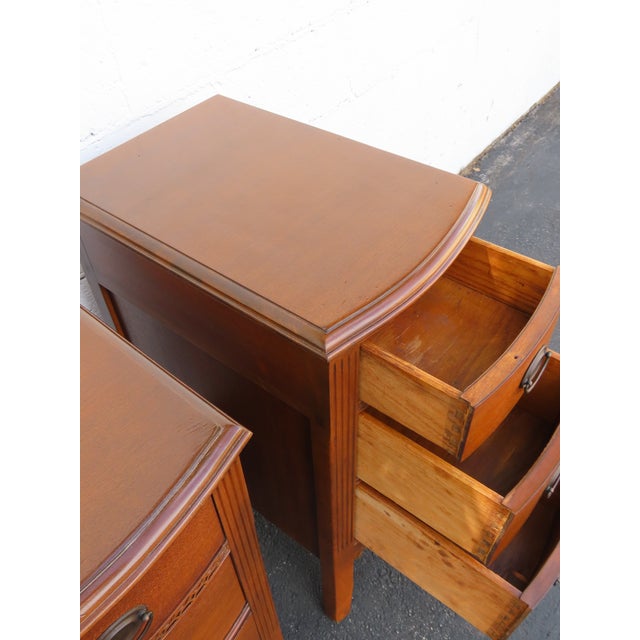Tall and Narrow Mahogany Nightstands End Bedside Tables a Pair 6658 For Sale - Image 10 of 18