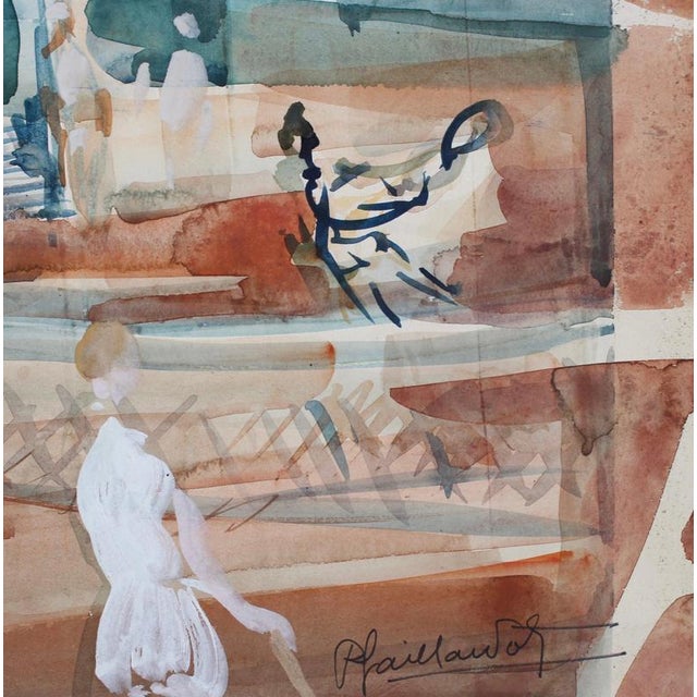 Pierre Gaillardot, Tennis Match on Clay, 1970s, Watercolour on Paper For Sale - Image 13 of 18