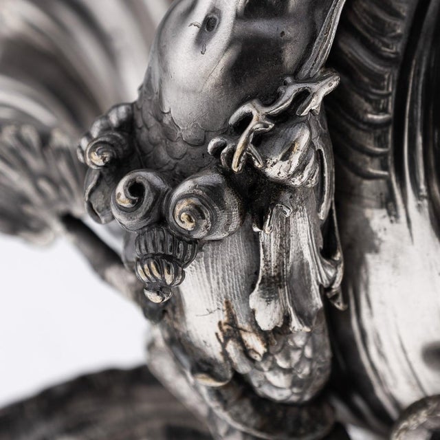 19th Century French Silver Plate Hippocampi, Mermaid & Shell Centrepiece, 1890s For Sale - Image 11 of 18