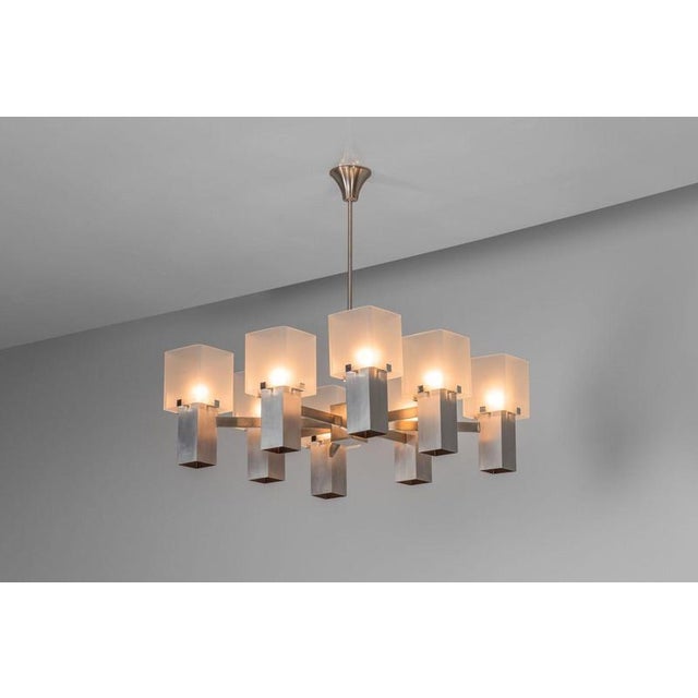 Metal Cubic Chandelier Angelo Lelii for Arredoluce, Italy, 1972 For Sale - Image 7 of 18