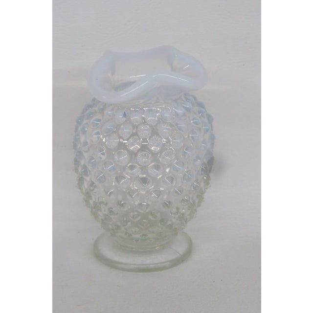 Fenton French Glass Hobnail Opalescent Small Vase Clear White Fluted Rim 4771b For Sale - Image 9 of 14