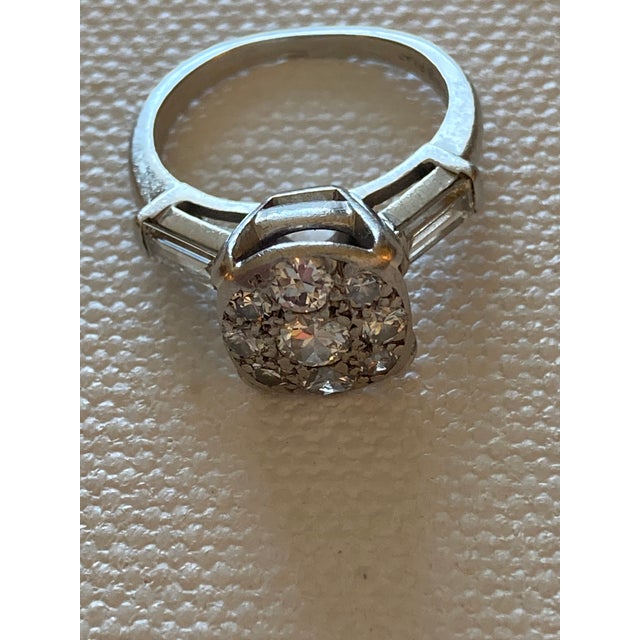 Vintage Estate Platinum Diamond Cluster Ring 4.5 For Sale In Denver - Image 6 of 12