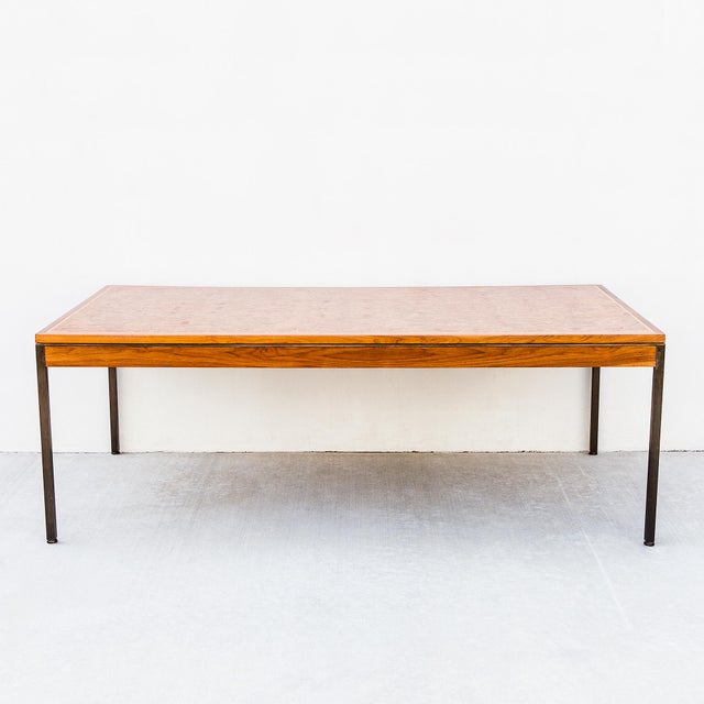Mid-Century Modern Refinished 1970s Mid Century Modern Walnut & Burl Executive Desk by Hiebert For Sale - Image 3 of 15
