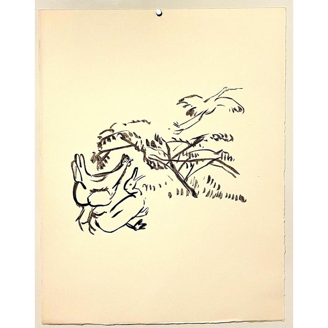 Impressionist Pierre Bonnard Ltd Ed Lithograph Printed at Mourlot Paris 1958 Chickens and Swan 1958 For Sale - Image 3 of 5