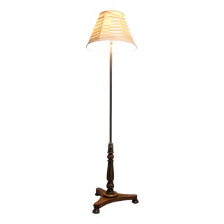 Edwardian Brass and Mahogany Floor Standing Reading Lamp, 1900 For Sale