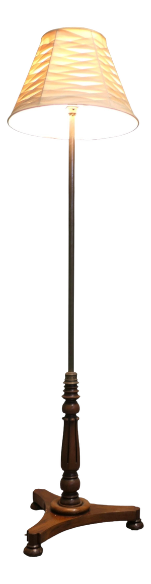 Edwardian Brass and Mahogany Floor Standing Reading Lamp, 1900