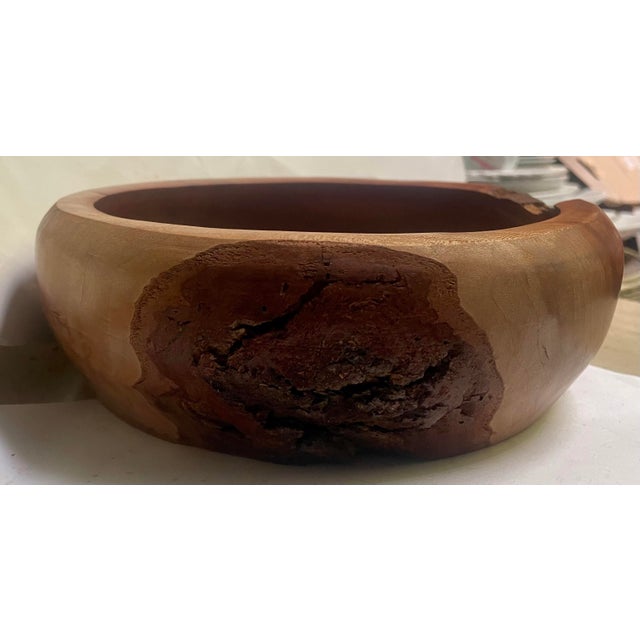 Mid 20th Century Hand-Carved Redwood Live Edge Burl Salad Bowl, Rustic Folk Art For Sale - Image 4 of 8