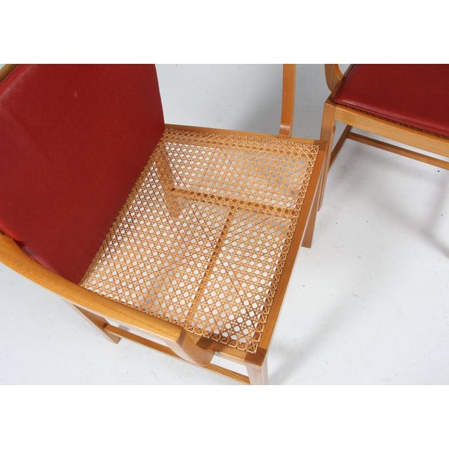 Armchairs in Elm, Cane and Leather by Ditte Heath for Søren Horn, 1960s, Set of 2 For Sale - Image 6 of 10