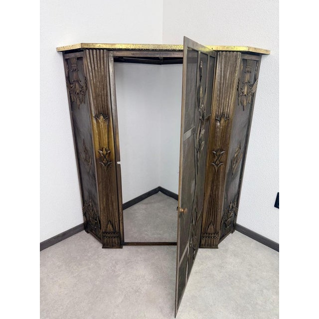 Brass Corner Fireplace Screen attributed to Dagobert Peche, 1890s For Sale - Image 5 of 16