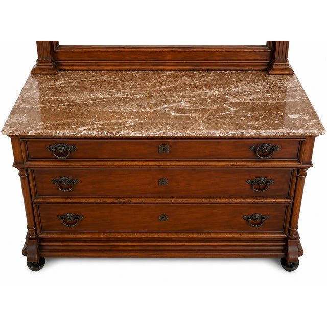 Early 21st Century Antique Renaissance Dresser With Mirror and Marble Top For Sale - Image 5 of 6