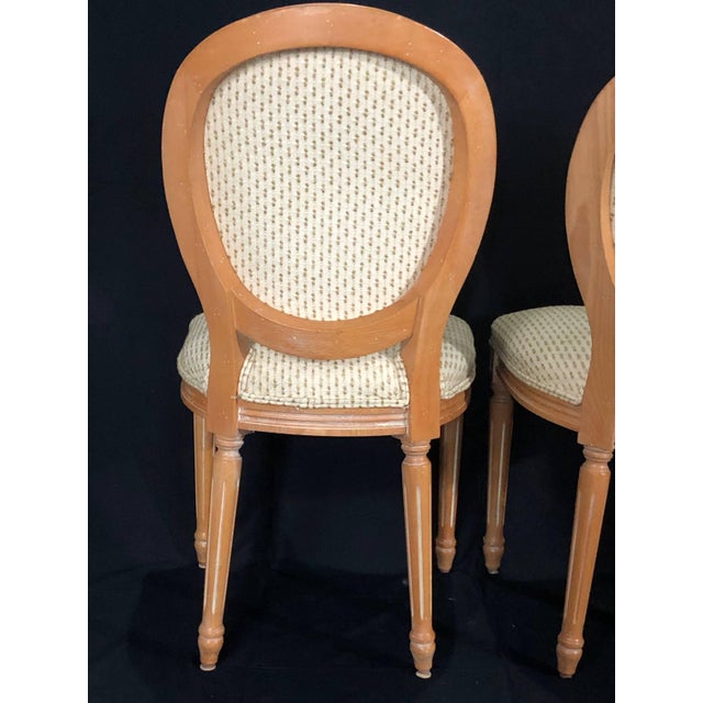 Louis XVI Style Natural Wood and Upholstered Dining Chairs Set of 4 Chairish