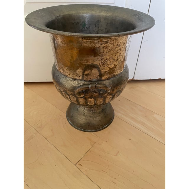 Silver Vintage Sliver Tone Distressed Urn Champagne Bucket Ice Bucket For Sale - Image 8 of 10