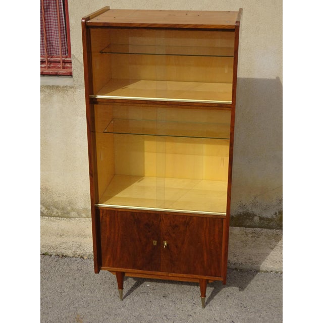 Display cabinet, high-quality craftsmanship, from the 1950s, by Maison Capelle in Montauban (82), France. Wooden cabinet,...
