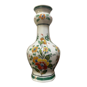 Vintage Delft Polychrome Pottery 8" Floral Holland Vase