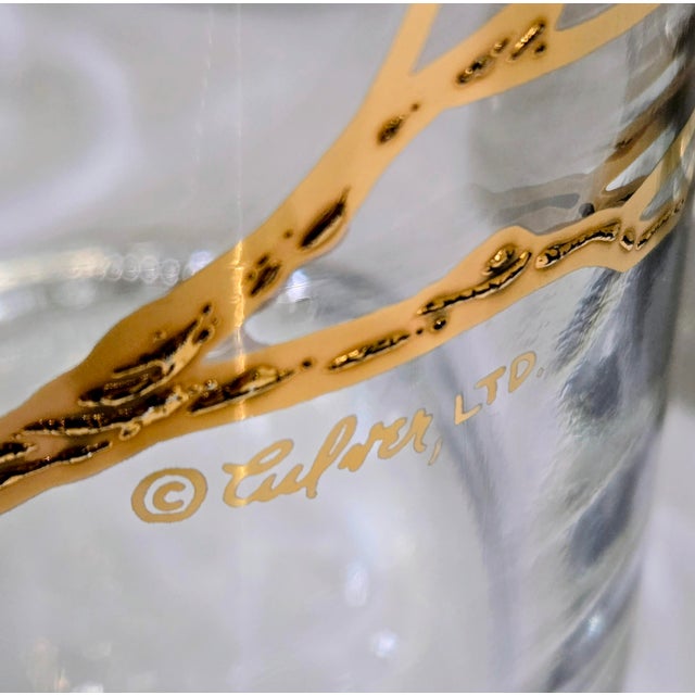 Transparent Vintage Hollywood Regency Culver Ltd. Set of 6 22k Gold Owl Highball Glasses - Set of 6 For Sale - Image 8 of 8