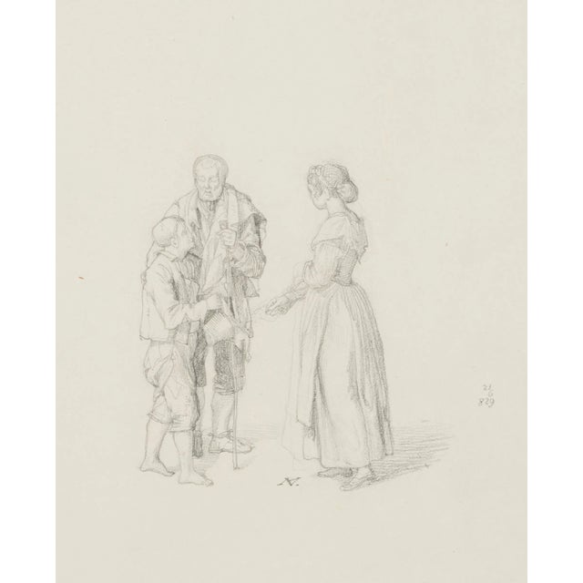 M. Neher, Beggar with Child, 1829, Pencil For Sale