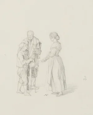 M. Neher, Beggar with Child, 1829, Pencil