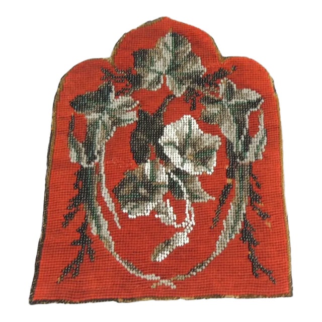 Antique Victorian Red and Brown Glass Beads Tapestry For Sale