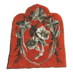 Antique Victorian Red and Brown Glass Beads Tapestry