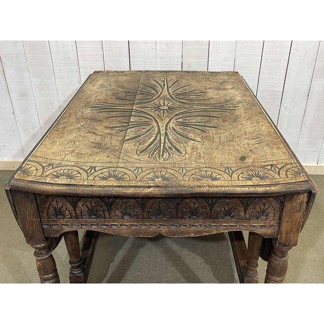 English Oak Drop-Leaf Table For Sale - Image 9 of 16