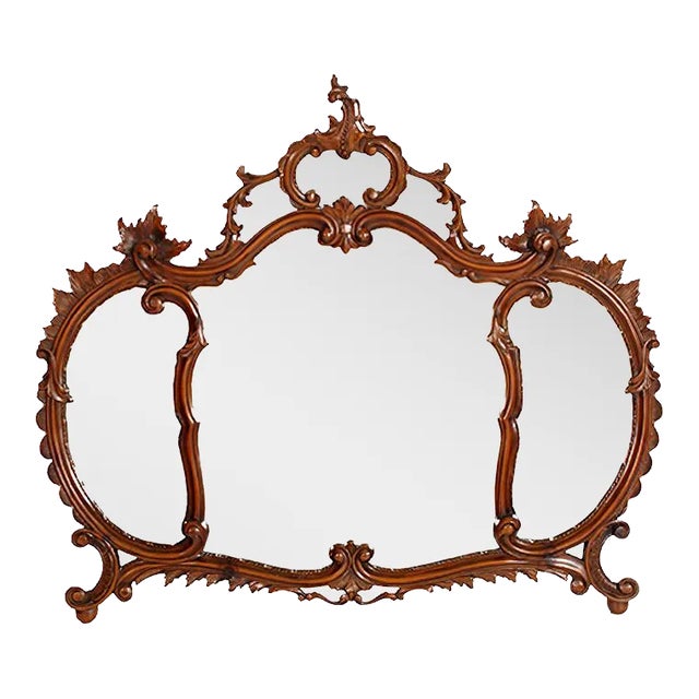 Antique Venetian Carved Walnut Wall Mirror from Testolini & Salviati For Sale