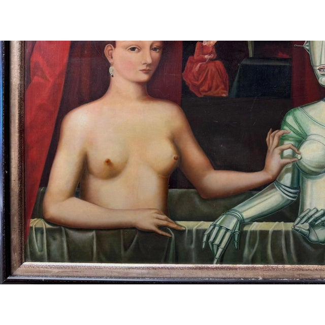 Red Surrealist Artist, Nude, Figurative Composition, Oil Painting on Wood For Sale - Image 8 of 13