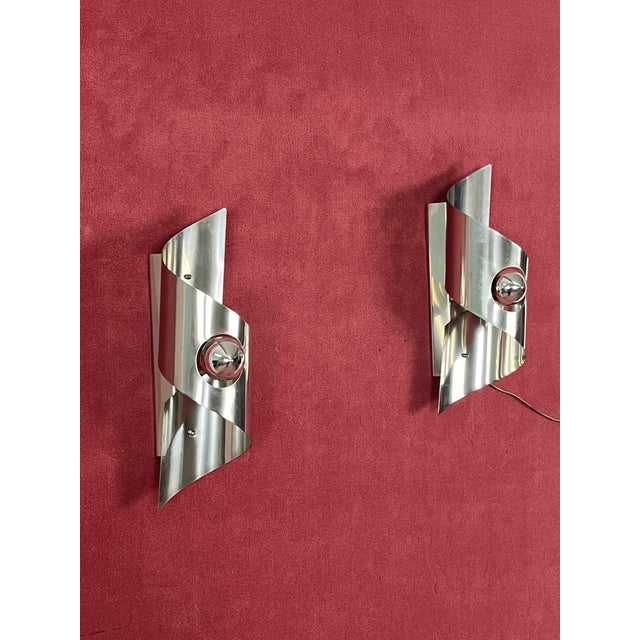 Metal Mid-Century Modern Steel Wall Lamps, 1960s, Set of 2 For Sale - Image 7 of 14