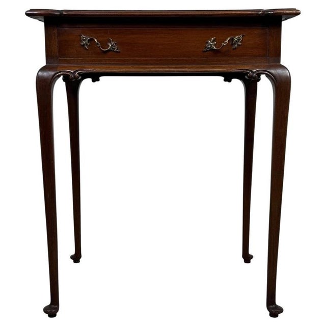 Antique Early 20th Century English Mahogany Side Table with Cabriole Legs For Sale - Image 12 of 12