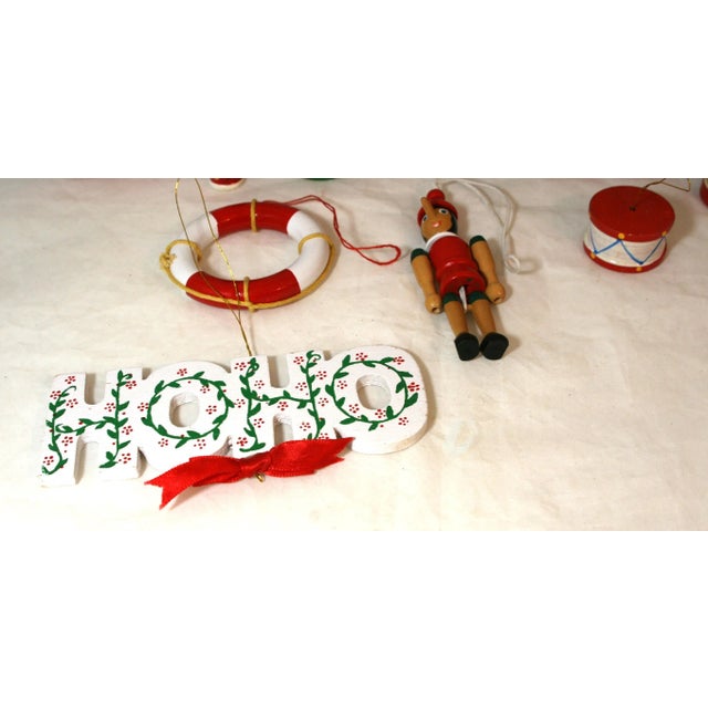 Vintage 1960s 14 Wooden Handcrafted Hanging Christmas Ornaments For Sale - Image 9 of 17